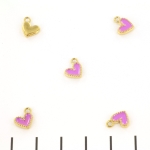 stainless steel bedel hartje - goud en paars 7 mm