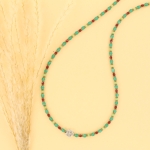 DIY pakket - ketting tsjechisch facet met spacers groen rood