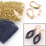 DIY kit twisted earrings - blue and gold