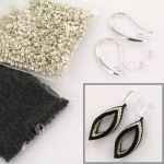 DIY kit twisted earrings - black and silver
