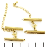 metal clip with clasp and extension chain - stainless steel 25 mm