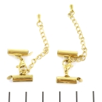 metal clip with clasp and extension chain - stainless steel 8 mm