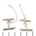 metal clip with clasp and extension chain - stainless steel silver 20 mm