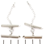 metal clip with clasp and extension chain - stainless steel silver 25 mm