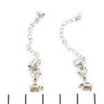 metal clip with clasp and extension chain - stainless steel silver 6 mm
