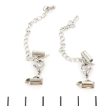 metal clip with clasp and extension chain - stainless steel silver 8 mm