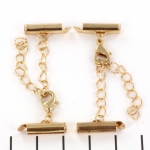 metal clip with clasp and extension chain - gold 16 mm