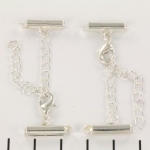 metal clip with clasp and extension chain - silver 15 mm