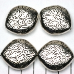 oval flat with motives - silver 27 mm