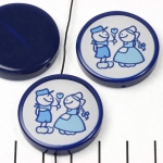 HappyDutch round 30 mm - farmer and peasant woman with tulip