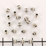 metal bead round - 2 stipes zilver