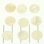 zoetwater schelp dik rond plat 12 mm 1 gat - naturel beige