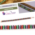 DIY ladderstitch armband - groen paars roze