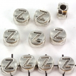 metal alphabet letter bead - silver Z