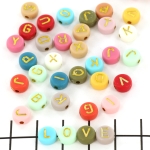 letter beads flat round - nature colors 7 mm
