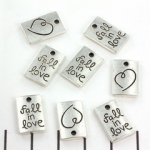charm rectangle 16 mm - fall in love silver