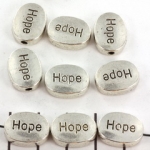 oval flat with text 12 mm - hope silver