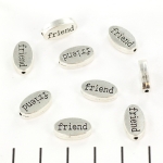 oval flat with text 14 mm - friend silver
