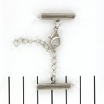 metal clip with clasp and extension chain - light silver 23 mm