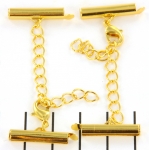 metal clip with clasp and extension chain - gold 19 mm