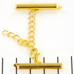 metalen klemmetje met slotje en verlengketting  - goud 28 mm