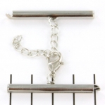 metal clip with clasp and extension chain - silver 40 mm