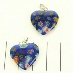 millefiori hart - donkerblauw