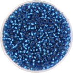 miyuki seed beads 11/0 - silverlined matte capri blue