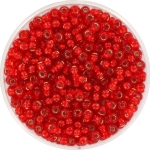 miyuki seed beads 8/0 - silverlined flame red