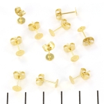 earring round flat - stainless steel gold 5 mm