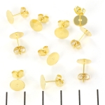 earring round flat - stainless steel gold 8 mm