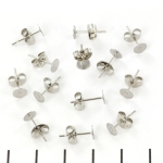 earring round flat - stainless steel silver 5 mm