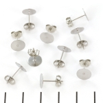 earring round flat - stainless steel silver 8 mm