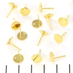earstud flat round with hole - stainless steel gold 8 mm