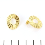 earstud wavy oval with hole - stainless steel gold 22 mm