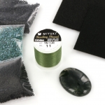 Basispakket bead embroidery - compleet met cabochon 30 x 22 mosagaat donker