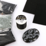 Basispakket bead embroidery - compleet met cabochon 40 x 30 obsidiaan