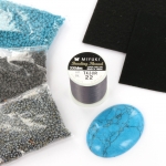 Basispakket bead embroidery - compleet met cabochon 40 x 30 turqureniet