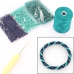 DIY kit armband haken met 11/0 - blauwturquoise