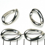 ring  with hole oval twisted - silver 29 mm