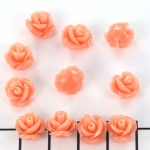 rose with leaf round 10 mm - salmon pink