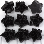 roos met blaadjes 17 mm - zwart