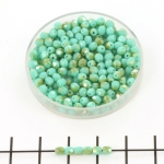 Czech faceted round 3 mm - luster lt champagne turquoise