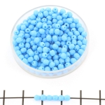 Tsjechisch facet rond 3 mm - matte opaque licht blauw