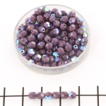 Czech faceted round 4 mm - opaque purple AB