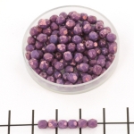 Czech faceted round 4 mm - purple vega luster