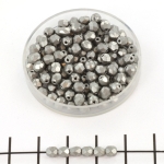 Czech faceted round 4 mm - saturated metallic frost gray