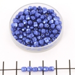 Czech faceted round 4 mm - saturated metallic lapis blue