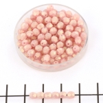 Czech faceted round 4 mm - sueded gold milky pink