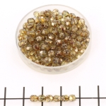 Czech faceted round 4 mm - transparant gold smokey topaz